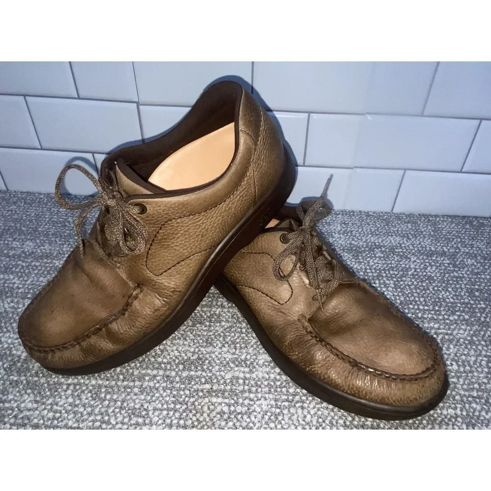 SAS Mens Shoes Tie Up Loafers Brown Leather Sz 11.5 S Soft Comfort Shoes‎ S6